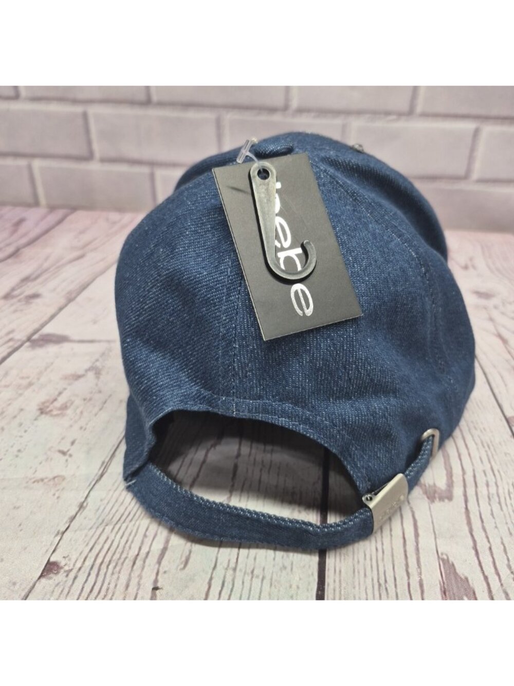 New BEBE Rhinestone Bling Blue Denim Women's Adjustable Hat~Spell Out All Over - Picture 3 of 6